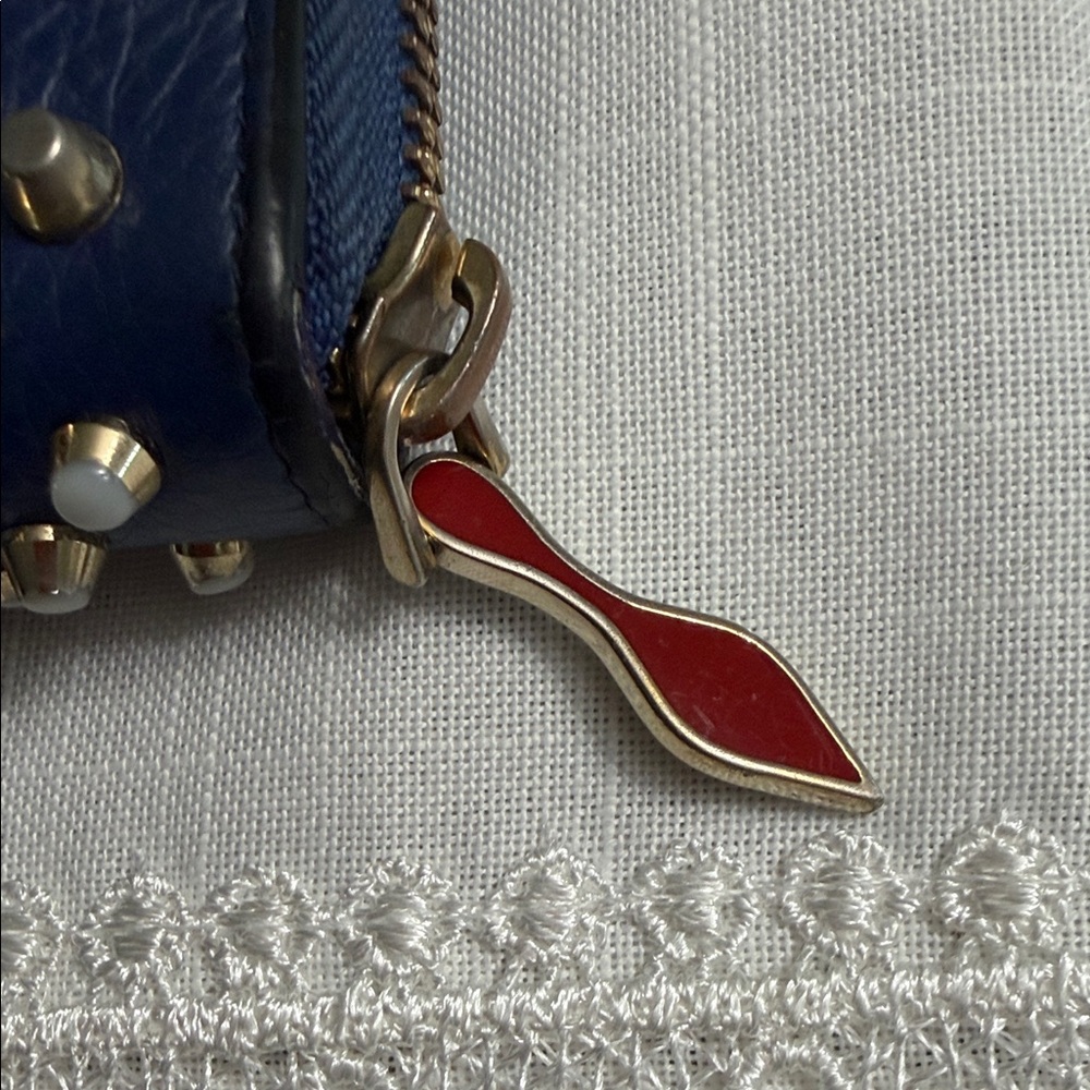 Authentic Christian Louboutin Navy Wallet with Silver Studs - Picture 3 of 16